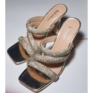 Gold Sparkle High Heel Mules